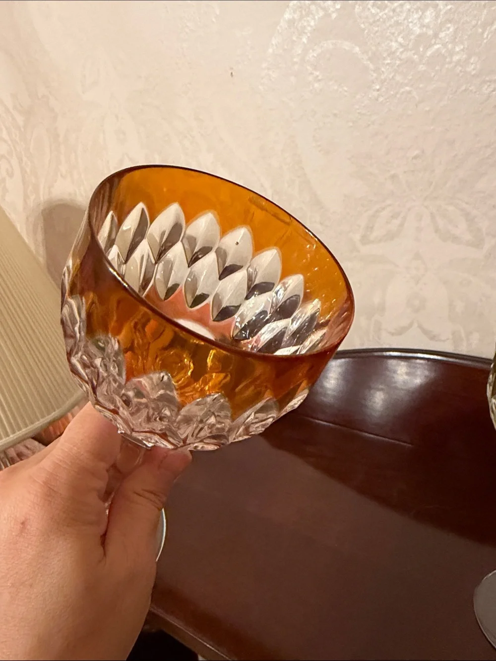 Vintage Pair Western Germany Cut Crystal Wine Goblets